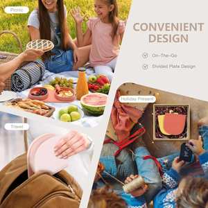 Silicone Tableware <b>Set</b> Children's Outdoor Tourism Dinner Plate with Fork and Spoon <b>Lunch</b> Box for Kids - Product Image 3