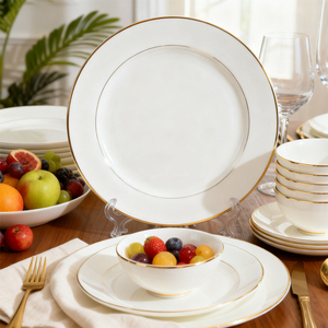 Thời Trang Mới Vàng Trắng Gốm Bộ Đồ Ăn Đặt Thân Thiện Với Môi Phong Cách Phương Tây Đồ Ăn Tùy Chỉnh Bộ Đồ Ăn - Product Image 3