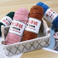 Driestrengige glanzende pluche geverfde acryl gemengd garen bamboevezel medium dik handgemaakt gebreide schoenen sjaal haak goud fluweel vol