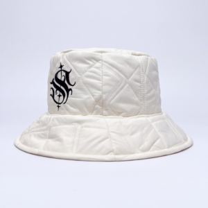 Sombrero de cubo acolchado personalizado al por mayor con logo bordado plano, sombrero de invierno con letras ajustables de algodón y lino laminado, informal - Product Image 3