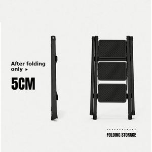 Hot Selling Modern Steel Portable Black Thickened Folding <b>Ladder</b> Multifunctional Storage Removable Household 3 Step 330lbs - Product Image 5