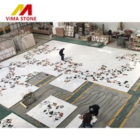 Projet de villa de luxe : Carrelage en marbre à motifs incrustés au jet d'eau, motifs muraux en marbre au jet d'eau, carrelage en marbre au jet d'eau
