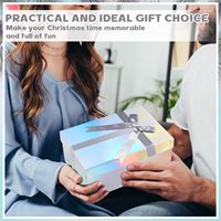Caja de Regalo Holográfica Portátil Impermeable de Cartón con Tapa y Base, Laminación Brillante y Lazo Plateado de Alta Gama