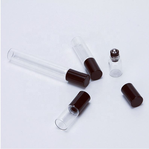 Glass <b>Roll</b> <b>On</b> Bottle Clear Body Gold Cap Personal Care <b>Perfume</b> Sample Tester Cylinder Shape - Product Image 3