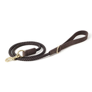Maßgefertigtes Hochwertiges Langlebiges Rindsleder Handgeflochtenes Robustes Anti-Verlust Haustier-Hundehalsband-Leine-Set für Einfaches Gehen mit dem Hund - Product Image 5