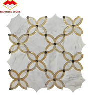 Fleur marbre jet d'eau lanterne flèche triangle mosaïque carrelage or laiton cuivre marbre mosaïque jet d'eau carrelage dosseret pour mur