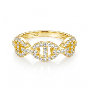 Infinity Moissanite <b>Ring</b> 22K <b>Gold</b> Plated S925 Silver Pave Setting Luxury Unisex <b>Cocktail</b> <b>Ring</b> Everyday Wear - Product Image 4
