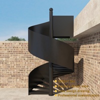 Escalier en colimaçon moderne en acier au carbone laminé pour extérieur, à colonne centrale, de qualité industrielle, durable et résistant aux intempéries