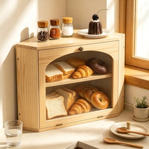 Boîte à pain d'angle pour comptoir de cuisine, 2 niveaux, grande capacité, avec étagère réglable - Product Image 3