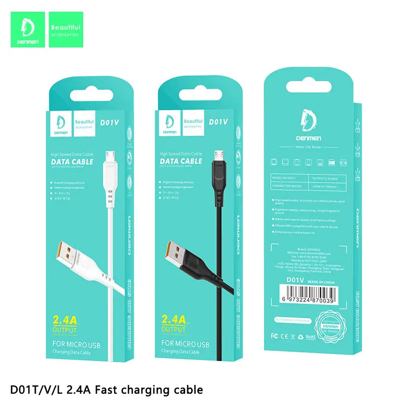 DENMEN Factory direct selling For iPhone data cable 2.4A Fast Charging type c data cable for iPhone usb cable