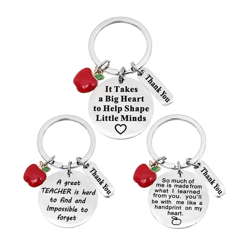 Wholesale custom blank metal sublimation souvenir appreciation teacher keychain for teacher day gifts
