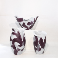 Vase à fleurs en céramique multicolore abstrait moderne, fait main, surface texturée, centre de table, décoration intérieure