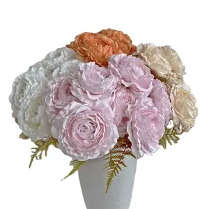 High Quality Milled Cloth 7 Heads Peony Home Wedding Decoration Flower Arrangement Photography Props Artificial Flowers