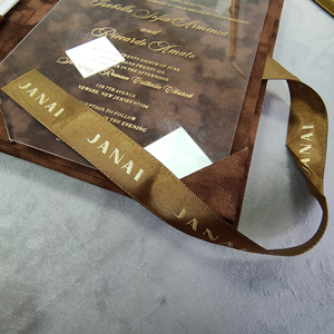 Juego de Invitaciones de Boda de Terciopelo de Lujo Personalizadas, Tarjetas Acrílicas Transparentes de Alta Gama con Texto Personalizado para Papelería de Boda - Product Image 4