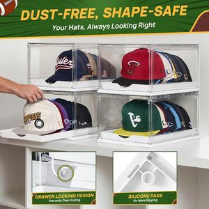 Vtopmart Set di 2 Organizzatori per Cappelli da Baseball in PVC a 6 Pannelli, Supporto Regolabile Trasparente con Vassoio Scorrevole Impilabile, Contiene <span class=keywords><strong>12</strong></span> Cappelli - Product Image 6