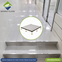 Plancher surélevé antistatique moderne 600x600x35mm en sulfate de calcium céramique pour salle blanche, bureau et centre de données