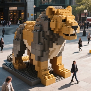 COBLOCKS Instalación de arte al aire libre ABS + UV personalizada, bloques gigantes de mamut de animales de gran tamaño, esculturas creativas - Product Image 3