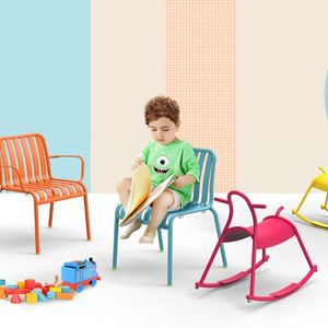 เฟอร์นิเจอร์ม้าโยกสำหรับเด็กทำจากอลูมิเนียมอัดขึ้นรูปน้ำหนักเบาทันสมัยทนทานสำหรับใช้ในโรงแรมและโรงเรียนขายส่ง - Product Image 4