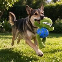 Jouet pour chien en forme de dinosaure, corps en TPR avec membres en peluche, jouet résistant aux morsures et qui émet des sons pour jouer à l'intérieur et à l'extérieur