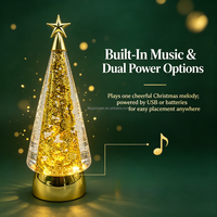 Fabrik-Großhandel Luxuriöse LED-Weihnachtsbaum-Glitzer-Wasserlaterne Musikalische Nachtbeleuchtung Festliche Tischdekoration Geschenk