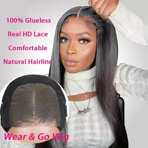 ISEE 180% Density Swiss HD 4X4 Lace Closure Wigs 100% Glueless Human Hair Wigs For Black Women Dome Cap Ready To Wear & Go Wigs