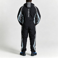 Ensemble de survêtement personnalisé pour homme en nylon tissé, entièrement zippé, à capuche, avec passepoil contrastant, doublure en maille respirante, coupe décontractée, léger, deux pièces