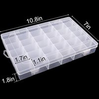 Boîte à bijoux en plastique transparent à 36 grilles, compartiment d'organisation, boîte de rangement avec séparateurs