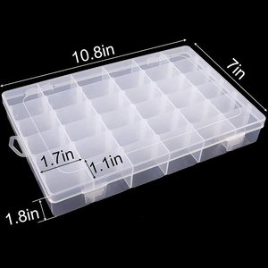 36 Grids Clear Plastic Jewelry Organize Compartment Storage Container Box With Dividers