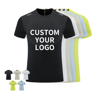 เสื้อยิมแขนสั้นผ้าโพลีเอสเตอร์ 100% มีฮู้ดสำหรับผู้ชาย ผ่าข้าง แห้งเร็ว ขายส่ง เสื้อยืดกีฬาเปล่า - Product Image 1
