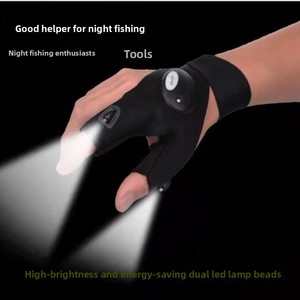 Gants en tricot extensibles quadridirectionnels pour adultes, pour usage extérieur, avec lumières <span class=keywords><strong>LED</strong></span> intégrées, réfléchissants, pour la pêche nocturne - Product Image 2