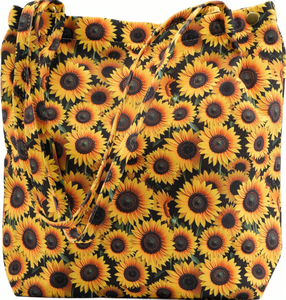 TOPASION Niedliche Cord-Tragetasche Schulterhandtaschen für Frauen Reise-Einkaufstasche Maschinenwaschbar (Sonnenblume) - Product Image 1
