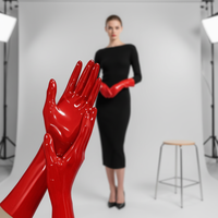 Gants courts en latex naturel à 100 %, ajustés, en caoutchouc rouge pour cosplay, soirée, clubwear, service de découpe tendance