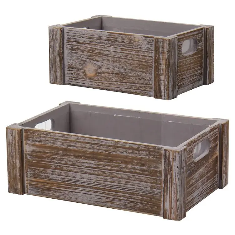 Large Size Multi Functional Rustic Sturdy Handmade Rectangle Planters for Outdoor Plants Wood Planter Box