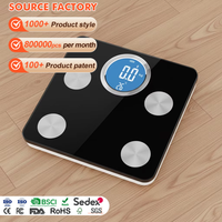 Pèse-personne numérique avec écran LCD rond, 150 kg, analyse de la composition corporelle, de l'hydratation et des muscles, avec application Aifit