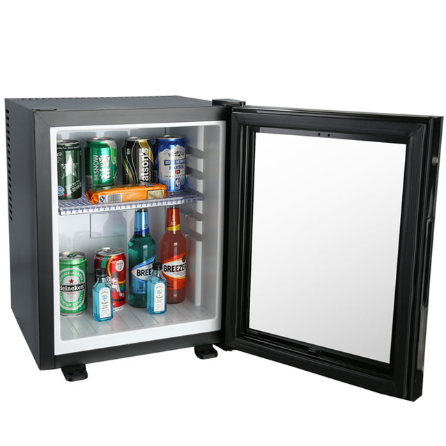 30L Silent Retro Mini Fridge Refrigerator Fridge with Single Glass Door Commercial Fridge for Drinks