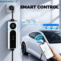 Chargeur EV portable Shineyou personnalisé 3,5 m, prise IEC 61851-1 Type 2, 16A/32A, 3,5/7/11/22KW, contrôle intelligent via l'application Tuya, 220V