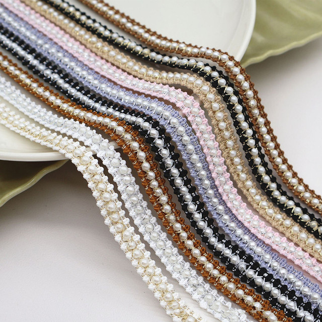 Pearl Lace Webbing for Vintage Clothing Collar Cuff Luggage Accessories