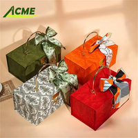 Boîte Cadeau Portable en Gros avec Logo Personnalisé Rouge Vert Orange, à Rabat Carré Gaufré, pour Bonbons, Fleurs, Cosmétiques, Parfums