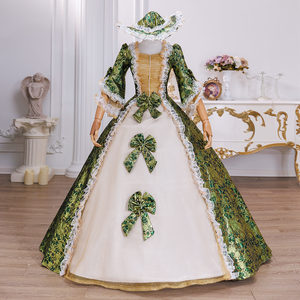 Robe historique royale victorienne du XVIIIe siècle pour femmes, <span class=keywords><strong>tenue</strong></span> <span class=keywords><strong>de</strong></span> spectacle théâtral, costume <span class=keywords><strong>de</strong></span> fête d'Halloween ou <span class=keywords><strong>de</strong></span> carnaval avec chapeau - Product Image 5