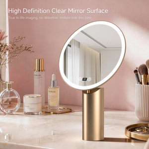 <span class=keywords><strong>Miroir</strong></span> de maquillage LED à 3 couleurs avec luminosité réglable, support doré, angle réglable, <span class=keywords><strong>miroir</strong></span> cosmétique rechargeable - Product Image 4