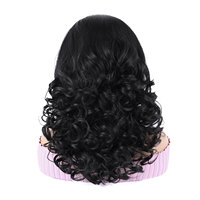 Perruques synthétiques Yaki bouclées avec bandeau pour femmes noires, perruque mi-tête sans colle, prête à porter, effet lisse et crépu noir