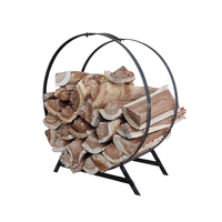 Support de rangement pour bois de chauffage en acier noir industriel avec revêtement en poudre, rond, pour l'extérieur, en métal, pour empiler les bûches