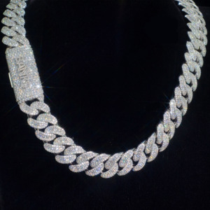 Disponibile in USA, Spedizione Diretta, Collana Cubana VVS Moissanite Stile Hip Hop, Bracciale Cubano Iced Out in Argento 925, Gioielli Raffinati da Uomo - Product Image 1