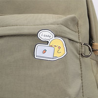 Pin de esmalte de pollo amarillo con diseño de programador, 3 estilos, broche para laptop y decoración de mochila