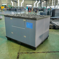 Caisse de manutention pliable en plastique HDPE pour chariot élévateur, type palette, avec fonction de chariot de manutention