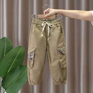Pantalons <span class=keywords><strong>cargo</strong></span> décontractés pour garçons Printemps et automne Nouveaux grands pantalons pour enfants Pantalons amples pour enfants - Product Image 3