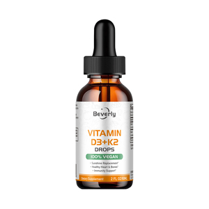 Gotas de Vitamina D3+K2 <span class=keywords><strong>Beverly</strong></span> |   10,000 UI D3 y 200 mcg K2 MK-7 |   Suplemento Vegano 100% para la Salud de Huesos y Corazón en Adultos, Líquido Oral de 60 ml - Product Image 1
