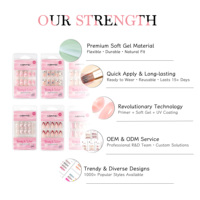 Vente en gros 30 pièces ongles courts fard à joues aux amandes motif de joues rinçage ongles à presser Gel souple couverture complète conseils de prêt à porter