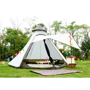 अनुकूलन एल्यूमीनियम पोल भारतीय Teepee 5-6 व्यक्ति Teepee टेंट डेरा डाले हुए आउटडोर परिवार शंक्वाकार डबल परतों निविड़ अंधकार टेंट