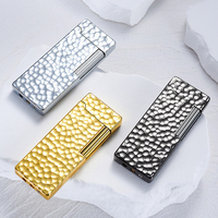 Briquet à gaz butane rechargeable en métal personnalisé, avec allumage latéral à flamme oblique et roue d'allumage, vente en gros d'usine